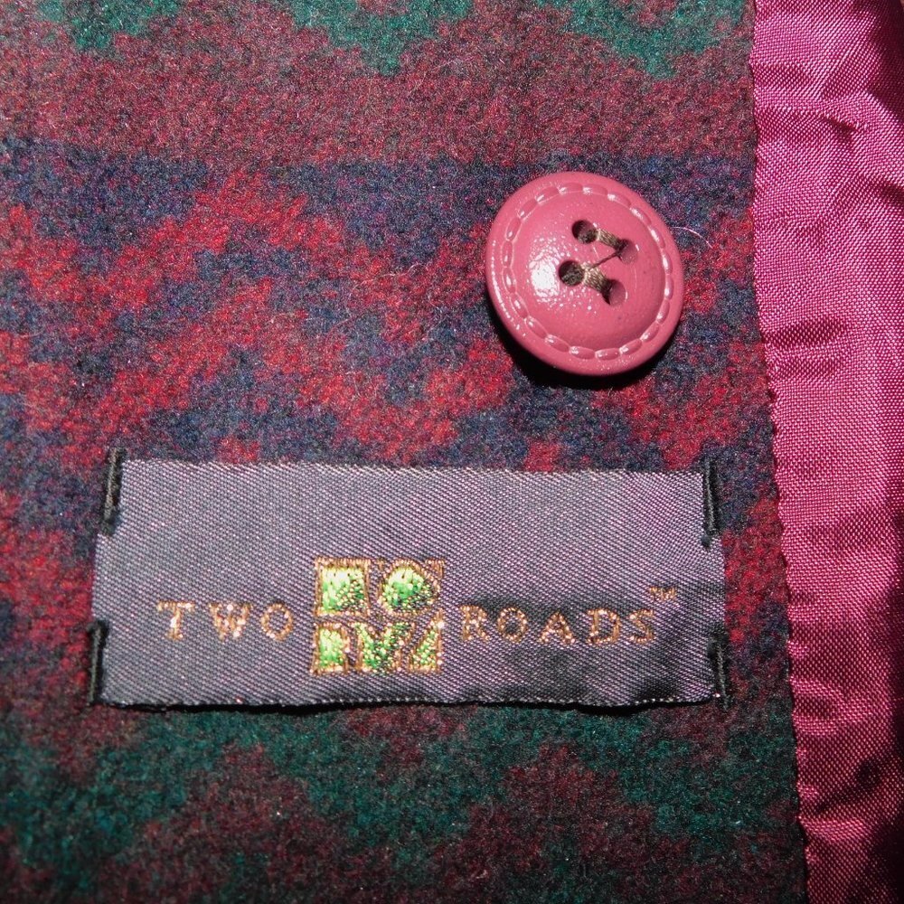 VTG 90s Navajo Southwestern Print Oversized Wool Blend Blazer Two Roads Women 11 - Picture 5 of 15